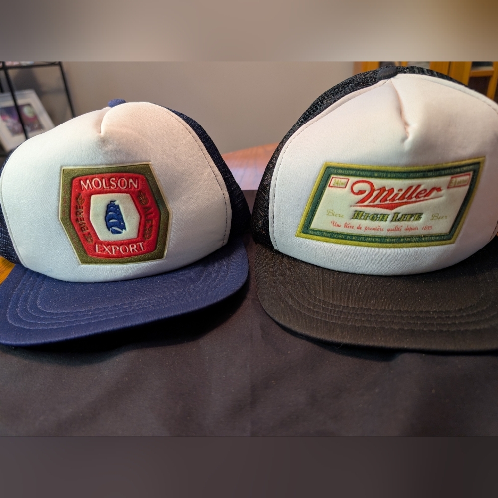 Set Of 2 Vintage 80's Beer Trucker Caps.